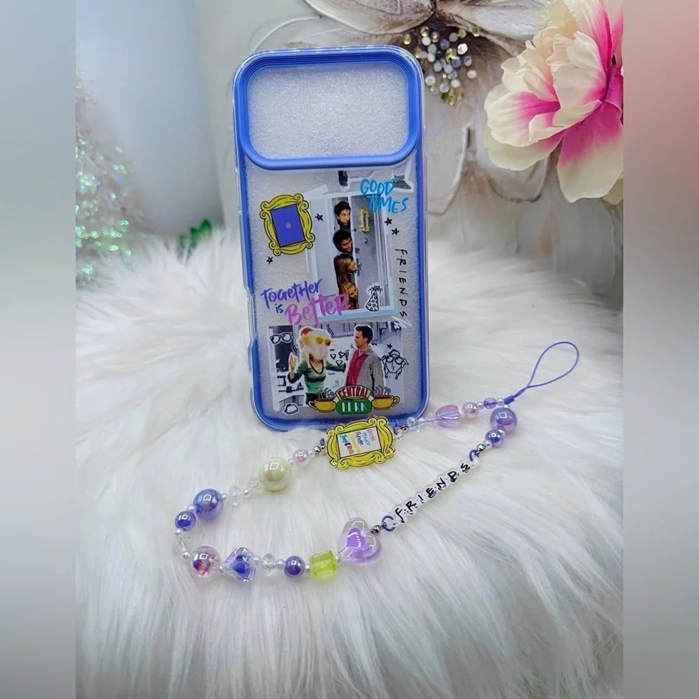 Friends Themed iPhone 17 Pro Case with Matching Beaded Strap